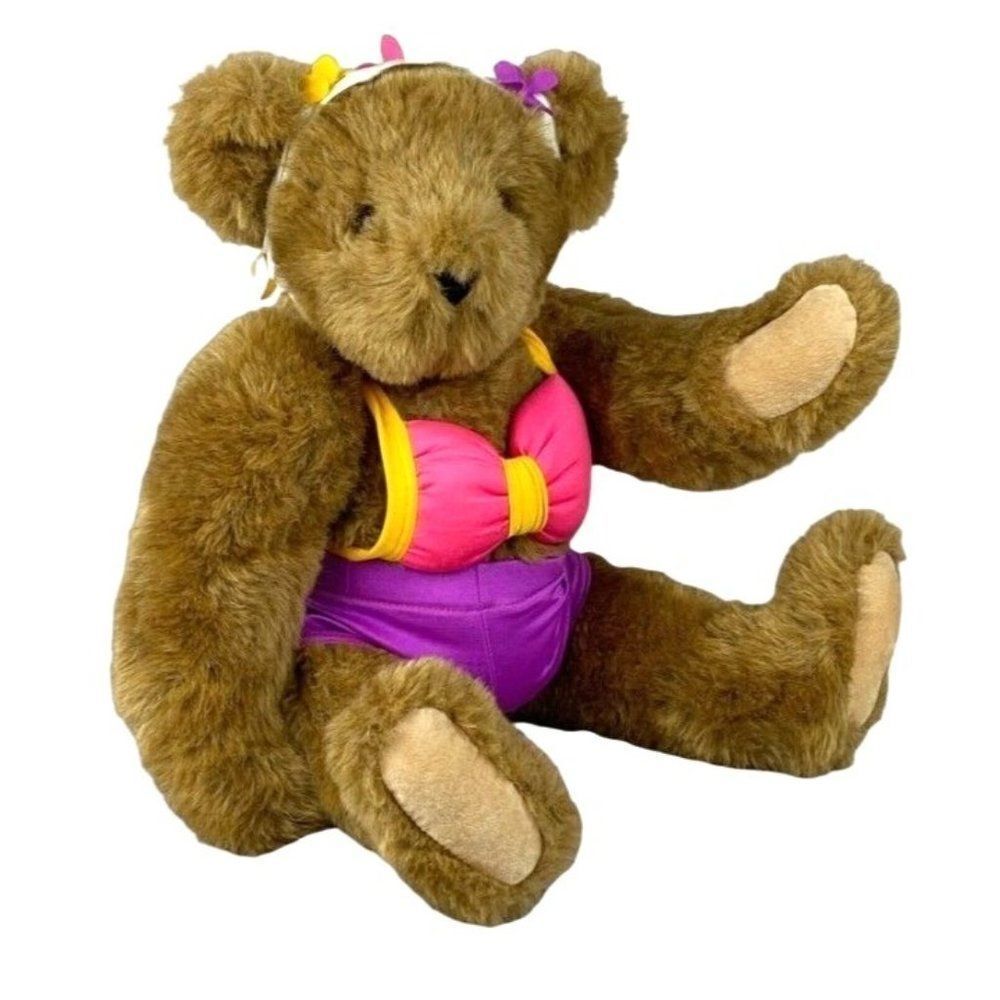The Vermont Teddy Bear Company Jointed Bear with Bikini and Swim‎ Cap Vintage